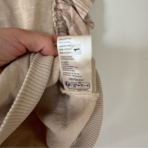 NWOT Anthropologie Pilcro Beige Tan Chambray Flutter Ruffle Sleeve Sweatshirt XS - Picture 9 of 10